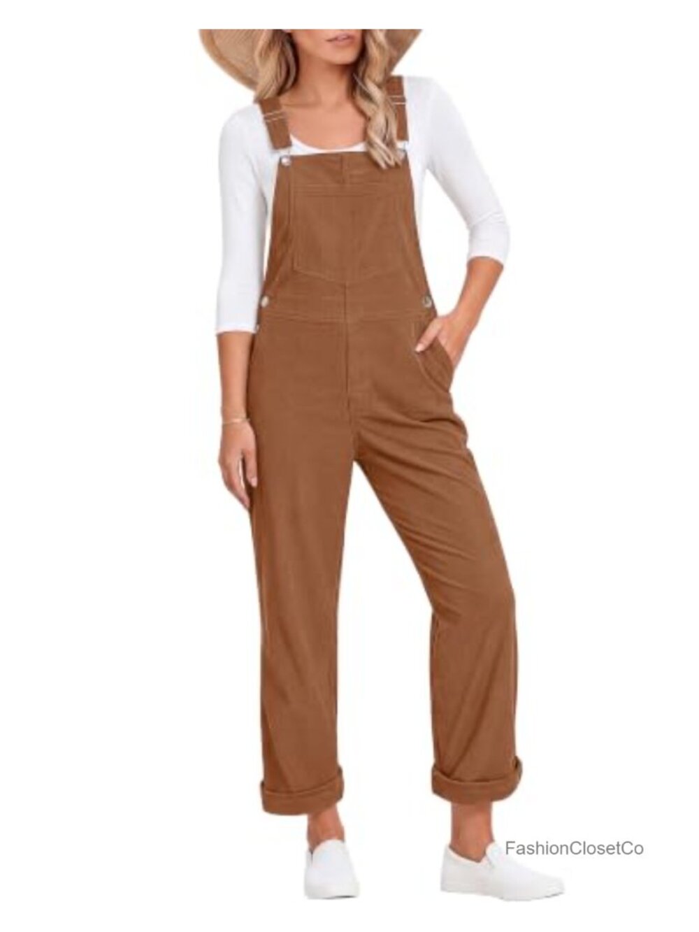 Corduroy Overalls Loose Fit Baggy Straight Adjustable Straps Bib Jumpsuit